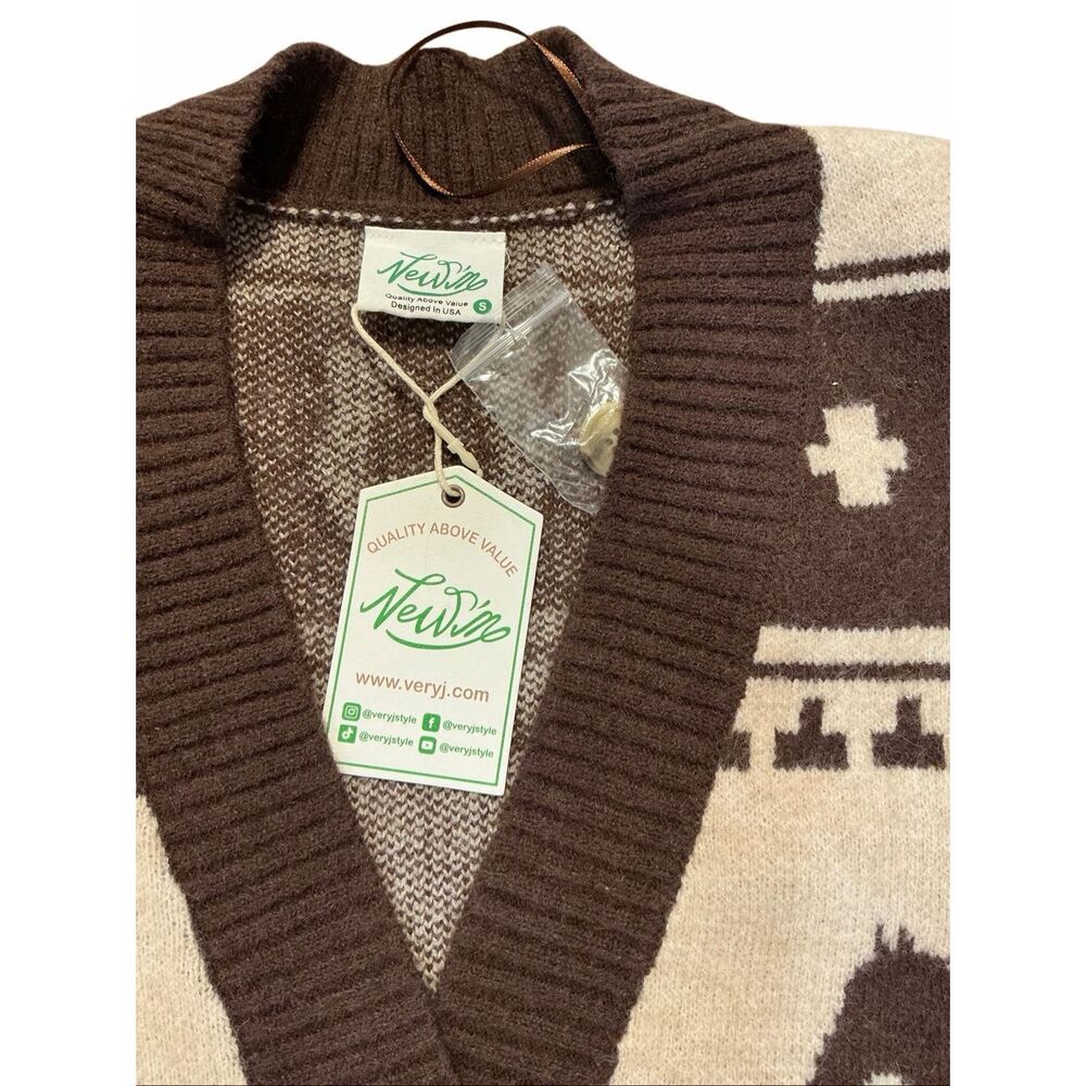 Brand New New'm Women's S Vintage Western Cowgirl Horse Knit Cardigan Sweater - Picture 4 of 9